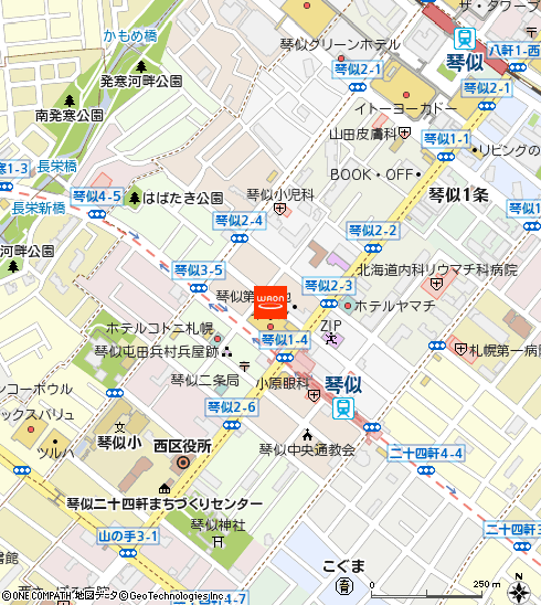 イオン札幌琴似店付近の地図